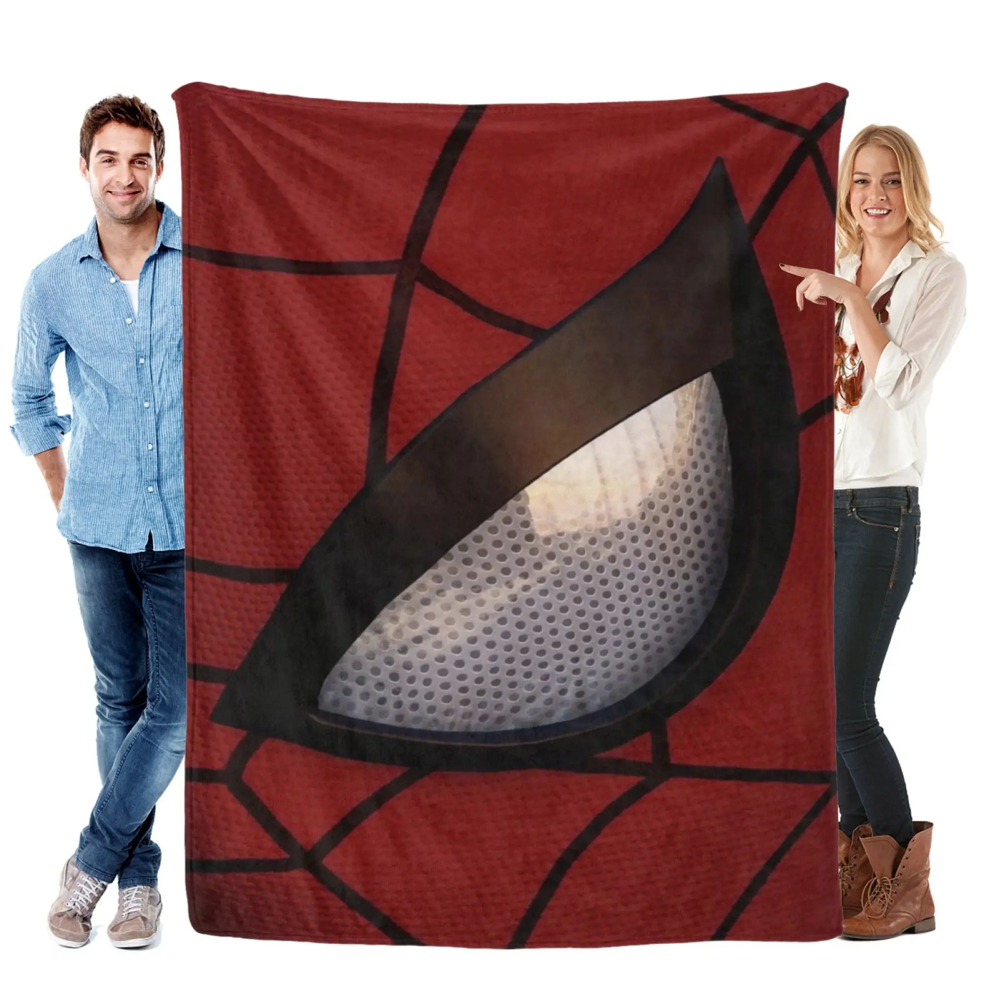 [SummerVibes] MARVEL CLASSIC Spider-Man Close-Up Mask Soft Flannel Blanket, Vibrant 2D Print Throw for Couch, Bed, Office Nap & Fans Gift