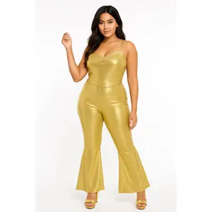 Glamorous Gold Metallic Jumpsuit - Plus Size