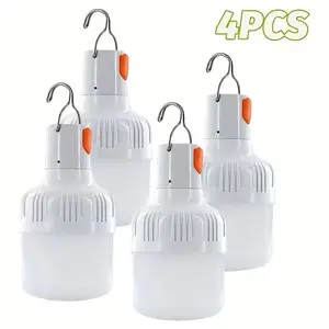 USB Rechargeable LED Light Bulbs 4PCS - Portable Emergency Lights for Home, Bedroom, Car & Camping