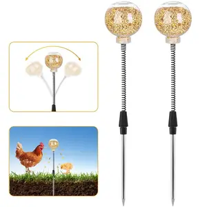 2PCS Chicken Feeding Toy with Spring and Ground Stake Chicken Interactive Slow Feeder Pecking Toy
