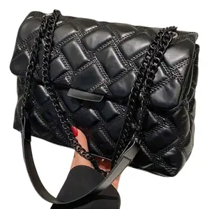 Women's Elegant Solid Color Everyday Handbag, Fashionable Large Capacity Casual Shoulder Crossbody Bag with Chain, Purse for Women, Suitable for Daily Use, Versatile High-Quality Commuter Bag