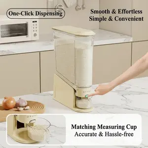 22lb Rice Dispenser – Slim, BPA-Free Clear Storage Container for Grains, Cereals & Dry Food, Airtight & Moisture-Proof, Ideal for Small Spaces & Kitchen Pantries