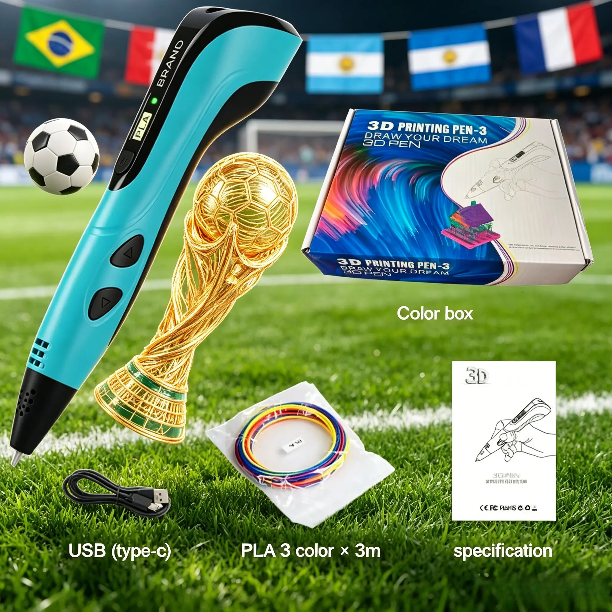 NEW 3D Printing Pen 3d Pen Set for Kids Chidren Child's Birthday Christmas Creative DIY Gift LCD Display with PLA Filament