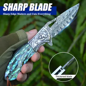 knives  mystery  box  Colored shell pattern handle  large damascus knife   pocket knife. kitchen cutlery set Souvenirknife Utensils Souvenirknife Utensils Steel Blade 051-1Pc