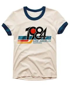 1984 Los Angeles Ringer Tee Off-White Vintage Classics with Unique Graphic Design and Navy Trim
