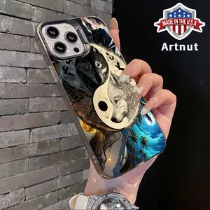 Magnetic Phone Case for iPhone 16 15 14 Pro Max 13 12 11 XR XS Plus Creative Fashion Wolf Pattern Hard Polycarbonate All Coverage Ultra Thin Smartphone Cover Gift for Boy