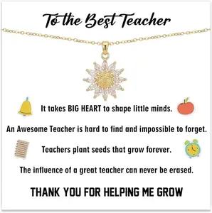 Teacher Appreciation Gifts - Christmas Birthday Retirement Gift for Woman Valentines Day Gifts for Teachers Women Friends Thank You Gift for Teacher Sunflower Necklaces for Women