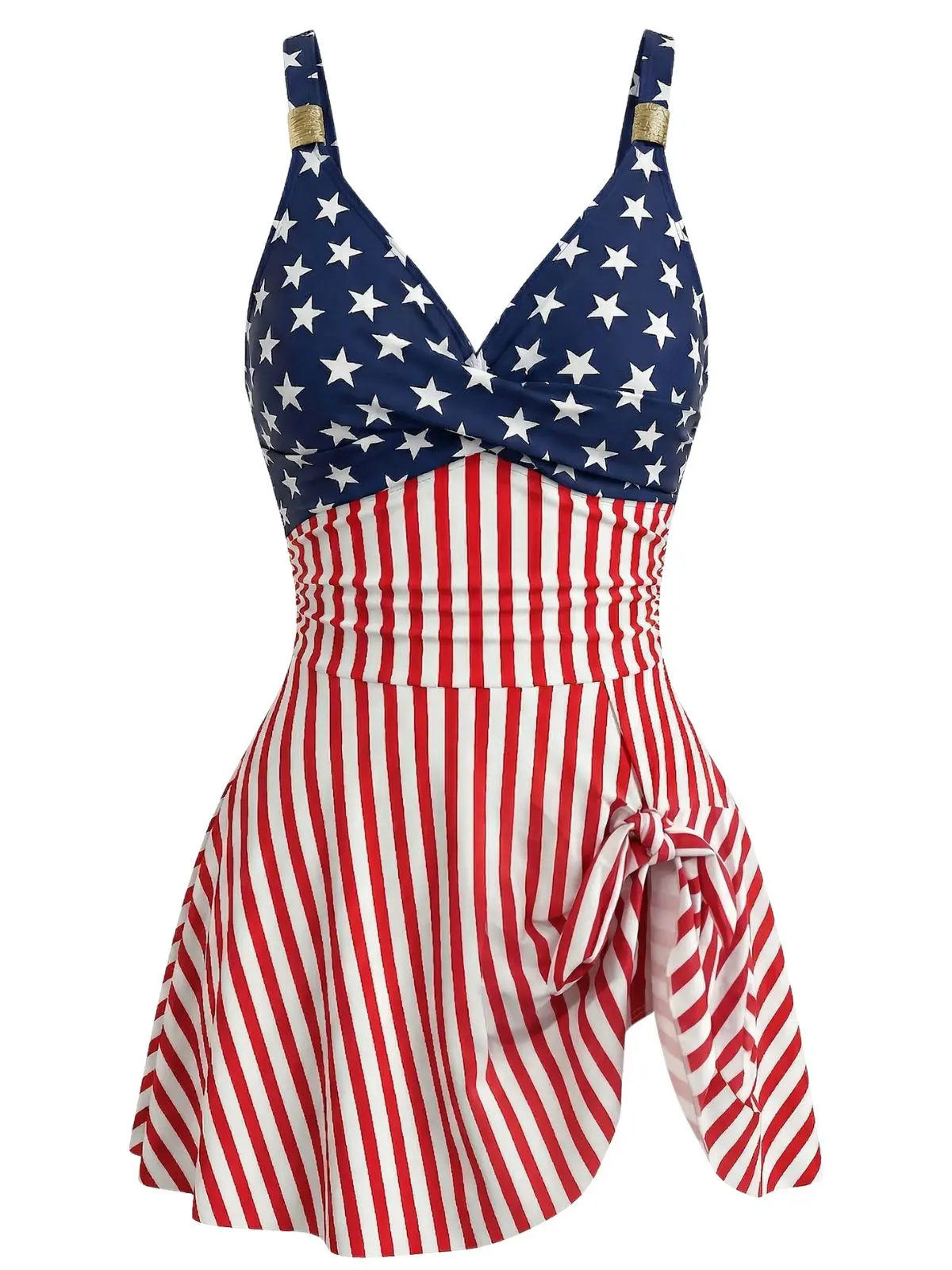 Blue & Red 1940s Striped Star One-Piece Swimsuit 4th of july outfits summer outfits beach essentials vacation outfits
