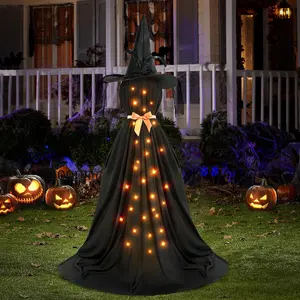 Halloween Outdoor Decorations, Glowing Ghost Witch with Lights, Battery Powered, Spooky Standing Witch, Garden Lawn Porch Decoration, 1pc