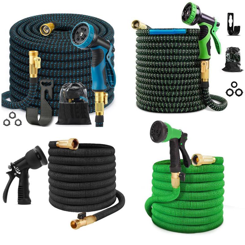 High Quality Car Washing Hose 3/4 in. x 50 75 100ft HEAVY DUTY Kink Free 4X Stronger Expandable Flexible Garden Water Hose with 10 Function Nozzles for Yard Outdoor Garden Watering Car Wash Lawn and RV