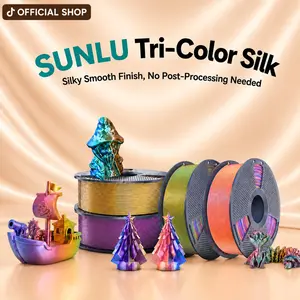SUNLU Tri-Color Silk 3D Printing Filament, 1KG, Vibrant Colors, No Clogging, No Stringing, Silky Finish, Silky Texture, No Polishing Needed