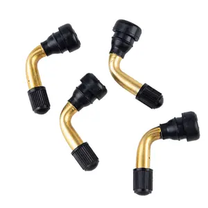 20pcs PVR70/PVR60/PVR50 Valve Stem Bent 45 Degree Angled, Brass Stem, Snap-in Rubber Base,Tubeless Tire Rim, Scooter ATV