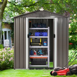 Walsunny Steal Garden Shed - Durable Steel Storage Shed with Gabled Roof & Slant Roof for Outdoor Use, Thick Steel Plates & Lockable Door