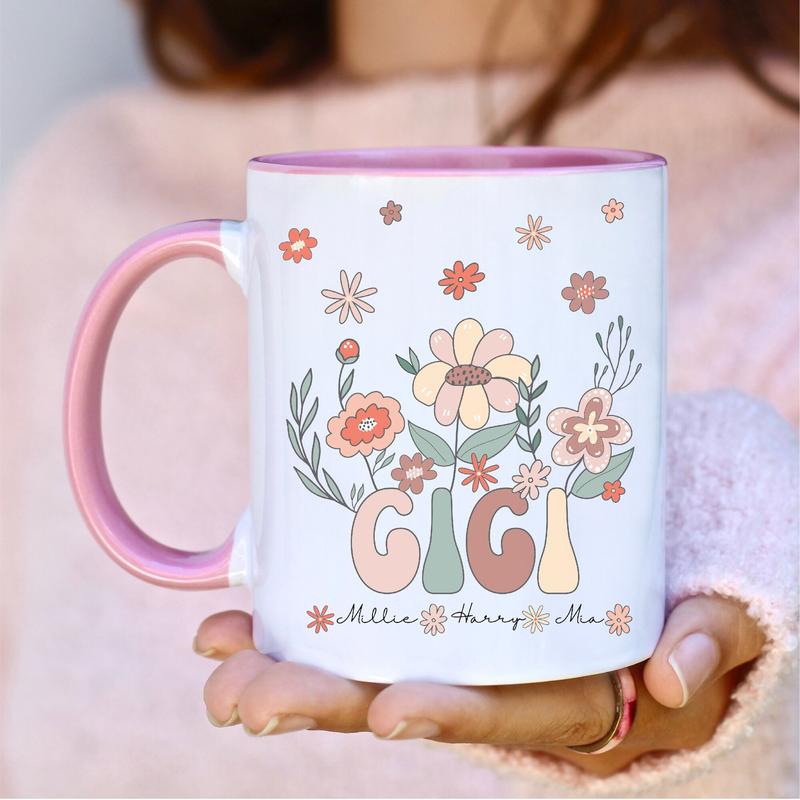 Personalized Gigi Mug With Grandkids Names Custom Gigi Mug New Gigi Gift Great Gigi Gift Gigi Christmas Birthday Gigi Floral Name Mug