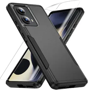 Motorola Edge 2024 Case, with HD Screen Protector [Military Grade Drop Tested] Heavy-Duty Tough Rugged Shockproof Protective Case for Moto Edge 2024, Black