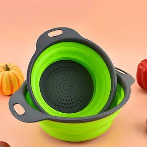 Foldable Silicone Colander, Multi-Function Kitchen Drain Basket for Fruits Veggies