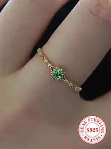 925 Sterling Silver Fashion Elegant Ring for Women, Solitaire Ring, New Fashion Hand Jewelry for Party, Daily Clothing Decor, Trendy All-match & Exquisite Jewelry for Birthday Gift