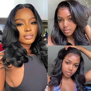 Nerkre TiktokShop Glueless Body Wave Bob Wig Human Hair Pre Plucked Pre Cut 180% Density 5x5 HD Transparent Lace Front Wigs Human Hair for Black Women No Glue Upgraded Wear and Go Closure Bob Glueless Natural black