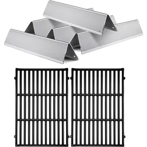 Spirit 7638 Cast Iron Grill Grates for Weber Spirit E-310 E-320 S-330 Spirit II E310 S310 E315 Gas Grills Spirit II 300 Series with Front Mount Control 7636 Stainless Steel Flavorizer Bars