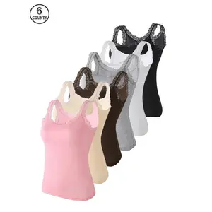 Women's Contrast Lace Sleeveless Sleep Tank Top, Casual Comfortable Breathable sleeveless Sleepwear for All Seasons, Softness Sleepwear for Women