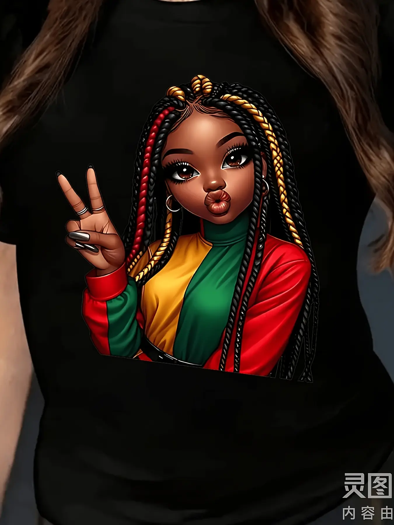 Unisex Oversized Rasta T-Shirt - African Dreadlock Print with Green/Yellow/Red Jamaican Colors, Round Neck Short Sleeve Loose Fit Casual Top, Size Suitable for Africa-Themed Outfits and Casual Attire, PLUS SIZE