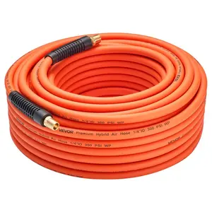 fathersdaygift VEVOR Air Hose, 1/4x 100FT Hybrid Air Compressor Hose, 300 PSI Kink-Resistant Pneumatic Hoses with 1/4-inch Solid MNPT Bras Fittings, Three-Layer Construction, All-Weather Flexibility