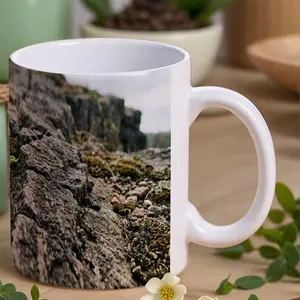 Inspirational Rock Crack Sprout 11oz Ceramic Mug - Nature Growth Art Print Coffee Cup, Durable Drinkware for Daily, Office, Gift for Nature Lovers, Motivational Design