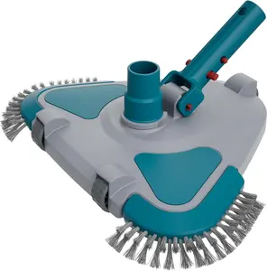 POOLWHALE Upgrade Pro Weighted Triangular Pool Rotative Vacuum Head with Brush & EZ Clip Handle - for Cleaning Surface Safe on Vinyl Lined Pools