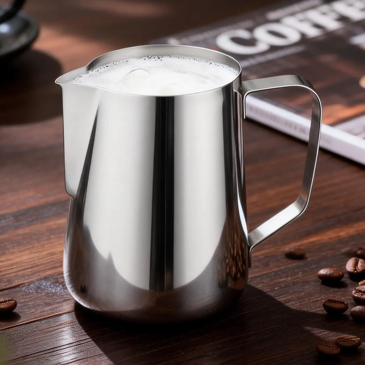 Stainless Steel Coffee Frothing Pitcher, Milk Frother, Espresso Steamer for Baristas, Ideal for Lattes & Cappuccinos, Durable Milk Jug Design, Coffee Tools