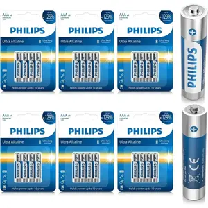 Philips AAA Batteries 24 Pack Alkaline Triple A Battery 1.5V Ultra Long Lasting 3A Batteries for All Your Devices-10-Year Shelf Life (Non-Rechargeable)