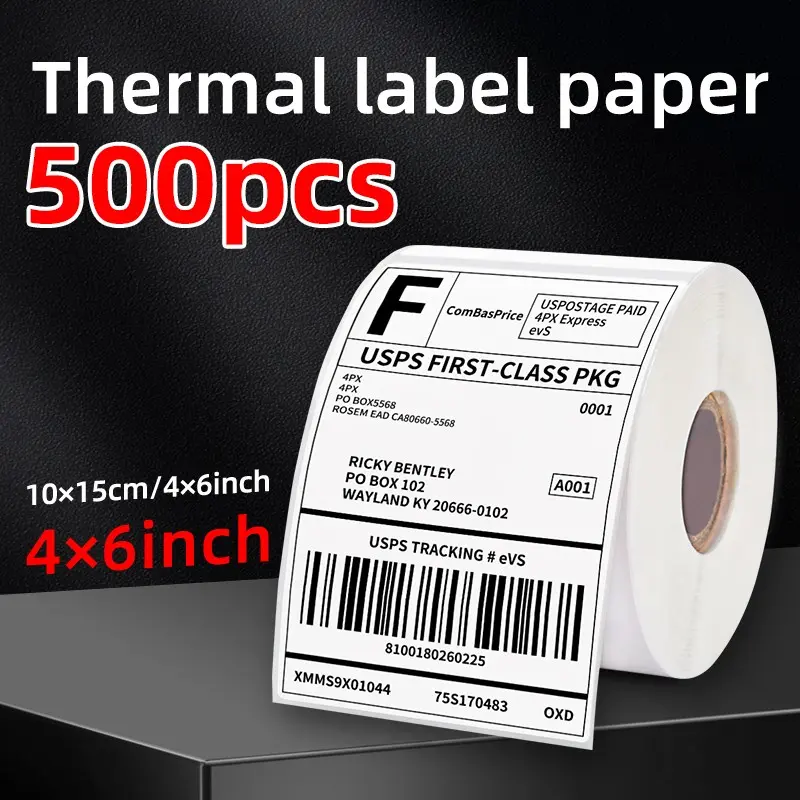 Blank Thermal Labels 4x6 Inches 500pcs Shipping Label Paper for Thermal Printers, Ideal for Postal Mailing and Delivery, Direct Thermal Labels, Thermal Printing Labels