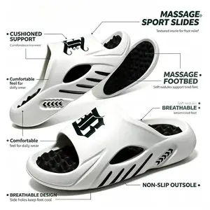 Men’s Thick Platform Massage Slide Sandals - Slip-On Athletic Footwear with Round Toe, Breathable EVA, Non-Slip Shock-Absorbing Thick Cushion Sole, Waterproof Quick-Dry, Modest Chic Preppy Unisex Design for Indoor Shower, Outdoor Beach