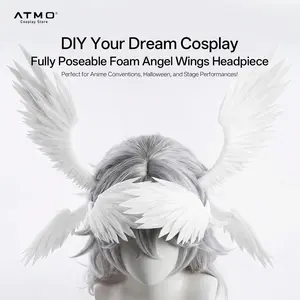 Paint-Accented Bendable EVA Foam Angel Wing Hair Accessory Headband - 1 Size Fits All, Lightweight, Cosplay Halloween Party Photo Prop, Funky Unique Fashion Accessories