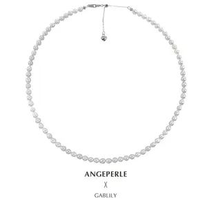 ANGEPERLE S925 silver freshwater pearl Gabrielle Baroque necklace(BPJCY867)