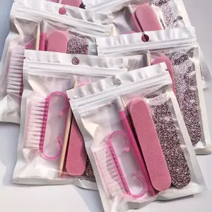 5-Piece Manicure Pedicure Set, Mini Nail Files & Stick Kit, Dual-Sided Disposable Nail Files, Wooden Dead Skin Pusher, Nail Brush, Nail Care Tool