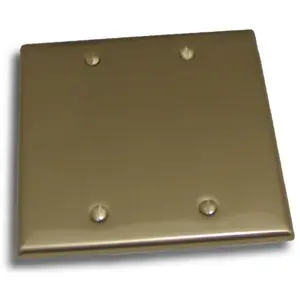 212 MAIN Square Double Blank Switch Plate - Satin Nickel Finish, Stamped Steel Construction, Rustic Look, Covers Voids, Square Shape, Essential for Residential Use