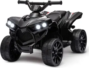 ATV for Kids - 6v Battery Powered Kids Electric ATV,1.8 MPH Speed, 55 LBS Weight Capacity 4 Wheeler | with LED Headlights, Music, | Gift for Boys Girls-black Motorcycle Outdoor