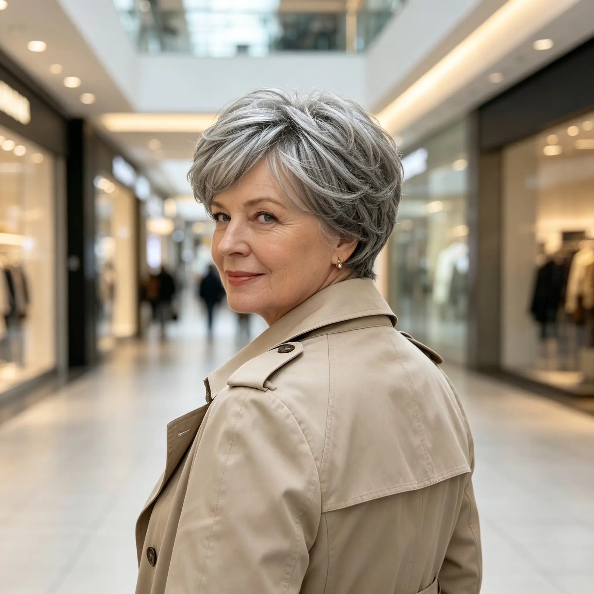 Women's Silver Grey Textured Short Pixie Fashion Wig - Synthetic Fiber Full Machine Wig with Layered Cut, Side Bangs, Natural Finish for Daily Wear
