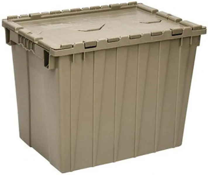Durable Gray Plastic Rectangle Polyethylene Storage Box with Lid, 2.31 Cu Ft, 70 Lb Load Capacity, Stackable, Nestable, 21.9" L x 15.1" W x 17.3" H Home Organiser (QDC2115-17)
