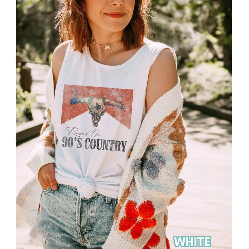 Raised on 90s Country Comfort Colors Tank Distressed Gift 90's Country Music Fan Tank Top Nashville Girls weekend TTank Concert Tanktop