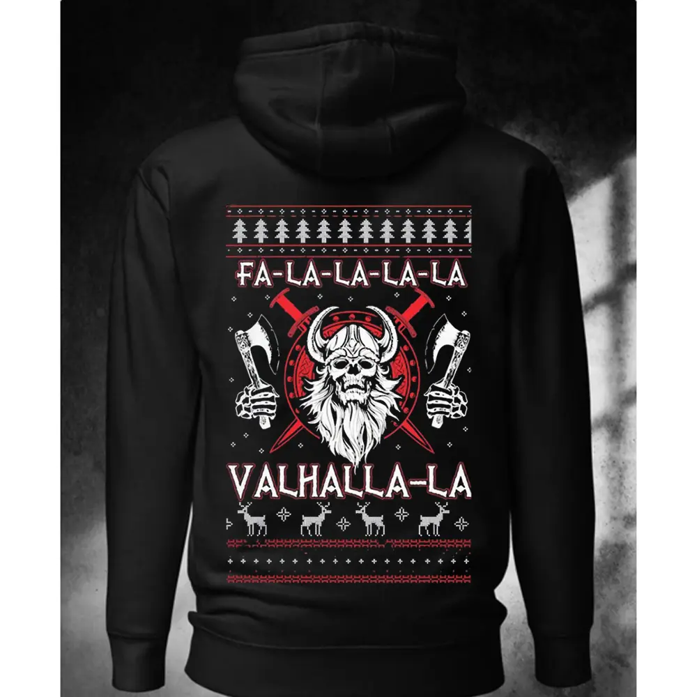 Valhalla Christmas Viking Hoodie, Funny Nordic Holiday Graphic Sweatshirt, Unisex Oversized Pullover Winter Gift for Men Women
