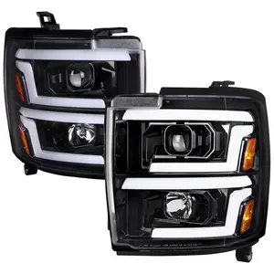 2015-2019 Chevrolet Silverado 2500HD/3500HD Switchback Sequential LED Turn Signal Projector Headlights (Glossy Black Housing/Clear Lens)
