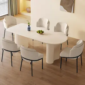 Guyii 70" Cream White Dining Table Set with 4/6/8 Chairs Modern Kitchen Table for Indoor Use in Kitchen Dining Room Living Room Small Spaces