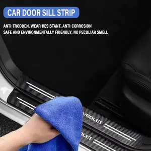 4Pcs For Chevrolet Car Door Threshold Carbon Fiber Scuff Plate Sticker Badge Accessories Cruze Aveo Captiva Lacetti Car Styling