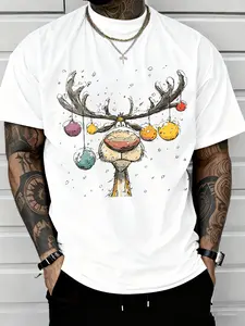 Men's Christmas Reindeer  Tree Graphic T-Shirt - S