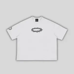 Crown Of Thorns - White Cropped Tee - logo sleeve