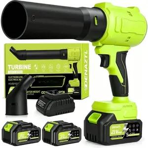 Turbo Jet Leaf Blower with 2X 4.0Ah  and Charger, 650CFM 160MPH Leaf Blower Cordless, 2 Extended Nozzles Turbo Jet Blower for Lawn Care, Yard,Patio,Gutter,Dust,Snow, Blowing Water