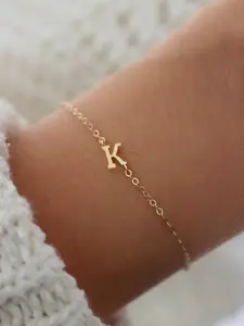 Women's Letter Pendant Stainless Steel Chain Bracelet,,Simple Classic Design, Casual Style, All Seasons Wear, Initial Charm Bracelets