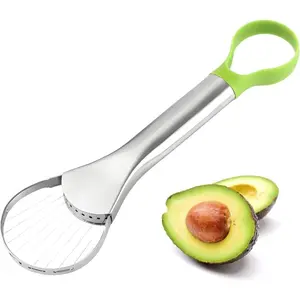 3-in-1 Avocado Slicer Tool,  Stainless Steel Avocado , Pitter & Peeler, Multi-Function Avocado Tool for Slicing, Scooping, and Pit Removal, Kitchen Gadget with Green Plastic Handle