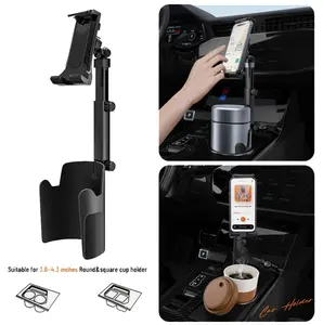 2 in 1 Cup Phone Tablet Mount for Car, Universal 360° Rotation Car Cup Phone Holder, Adjustable Long Arm Holder, All Purpose Cup Holder Compatible with iPad / iPhone 17 16 15 14 13 12 Pro Max / Samsung Galaxy
